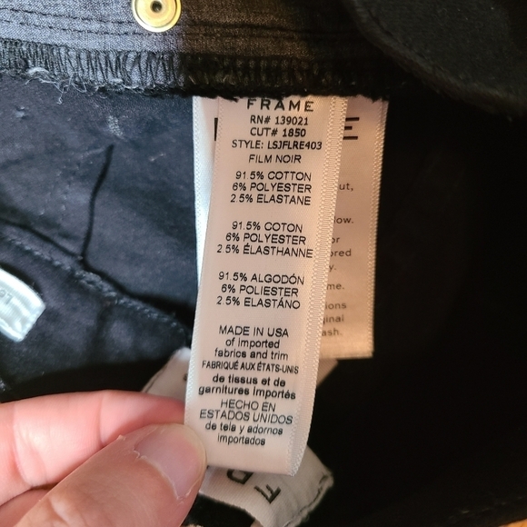 Frame Size 24 Le Skinny de Jeanne Flounce Raw Hem Jeans in Film Noir - Picture 7 of 10